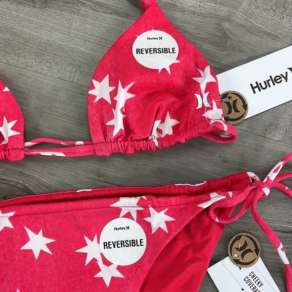 ☀️HURLEY☀️ RVSB ITSY BITSY BIKINI TOP RVSB TIE SIDE CHEEKY BOTTOM BIKINI - Picture 7 of 15
